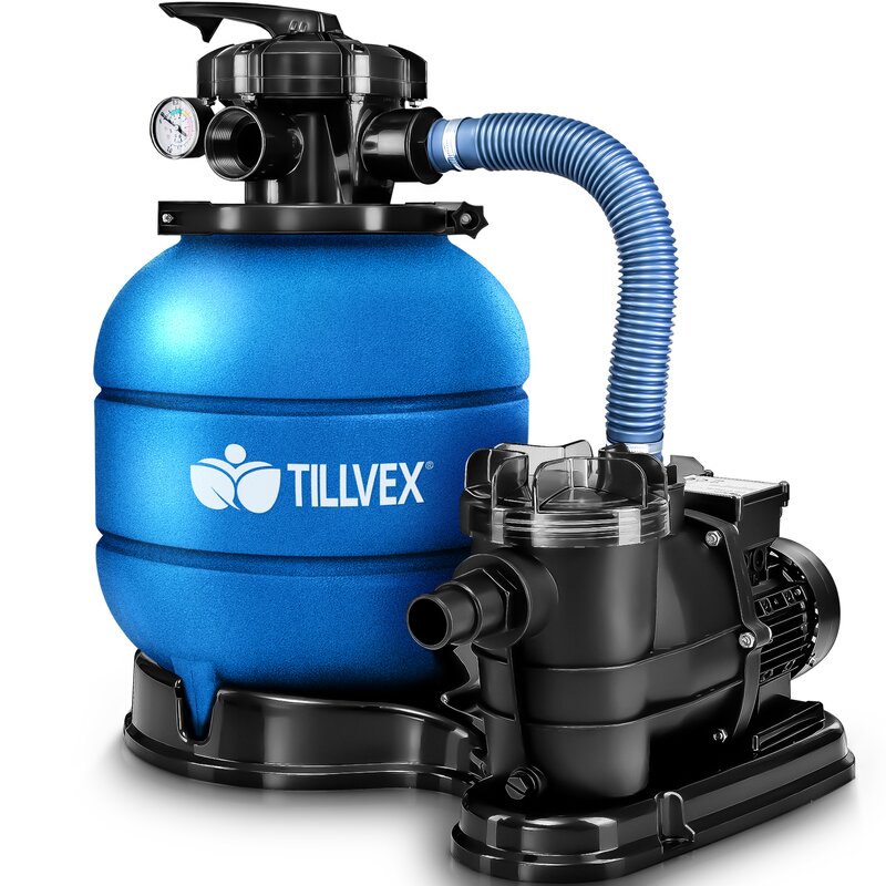 tillvex Sandfilteranlage mit Pumpe Blau Filteranlage Sandfilter Filterkessel Pool Filterpumpe Poolfilter