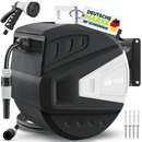 tillvex Schlauchtrommel Wasser 30+2m Schwarz mit Wandhalterung + Tragegriff | Schlauchaufroller mit Handbrause und Gartenschlauch | 180� Schwenkbar | Wand-Schlauchbox mit Aufroll-Automatik