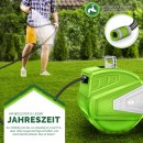 tillvex Schlauchtrommel Wasser 30+2m Grn mit Wandhalterung + Tragegriff | Schlauchaufroller mit Handbrause und Gartenschlauch | 180 Schwenkbar | Wand-Schlauchbox mit Aufroll-Automatik