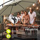 tillvex Sonnenschirm Braun  3m Ampelschirm Gartenschirm Marktschirm Kurbel Balkon Alu Neigbar