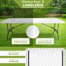 tillvex Gartentisch klappbar Kunststoff 180x75cm | Buffettisch mit Tragegriff | Klapptisch f�r Garten Terrasse und Balkon | Campingtisch 6 Personen