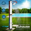 tillvex Solardusche 40L Schwarz/Silber inklusive Schutzhaube Gartendusche Pooldusche Camping Pool Solar Auen Dusche Regendusche